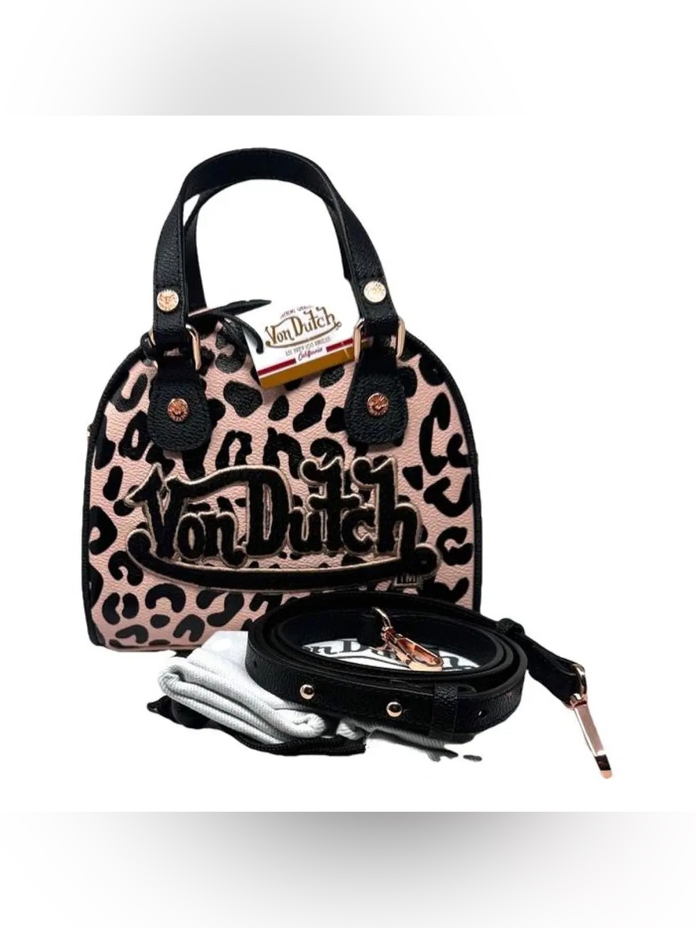 Von Dutch Pink Cheetah Small Bowling Bag
